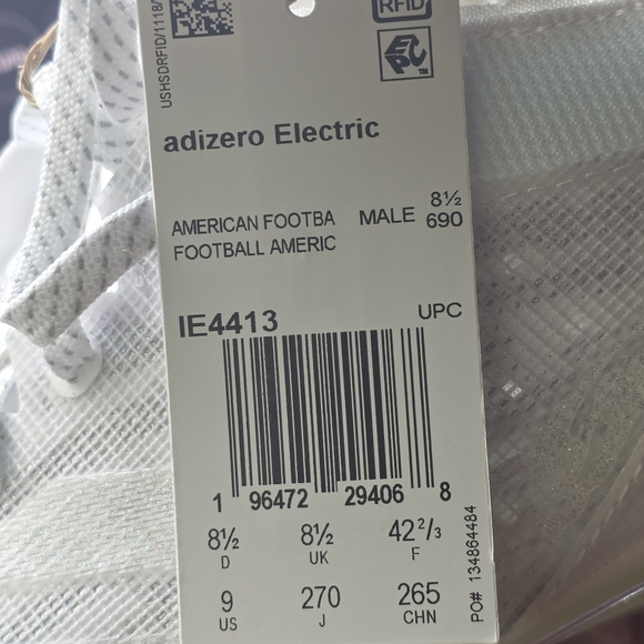 Adidas Adizero Electric American Football Cleats White Mens Size 9 IE4413 New - Picture 4 of 13
